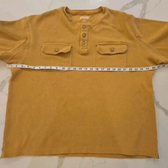 Duluth Trading Mens Ribbed Waffle Henley Mustard Yellow Size Large - Picture 6 of 10